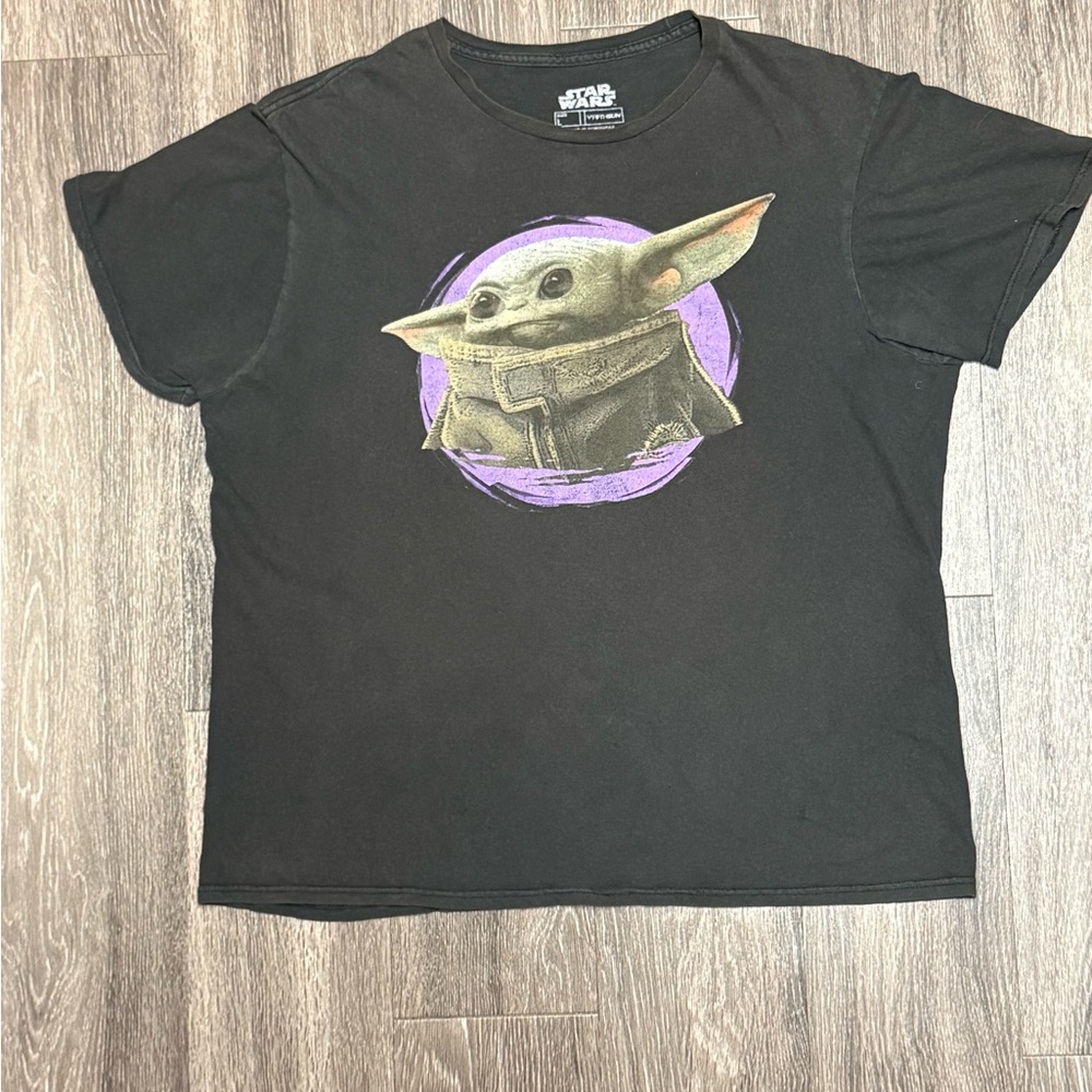 Star Wars Black T-Shirt with Baby Yoda Design